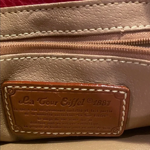 Chic Blue and Tan Satchel with Red Accents - Picture 5 of 8